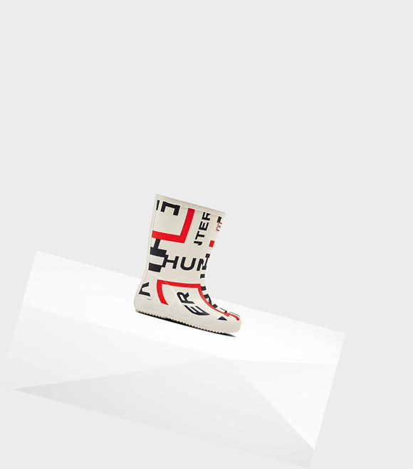 Bottes Courtes Hunter Original First Classiche Exploded Logo Wellington Enfant Blanche | 74359NVQU