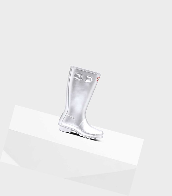 Bottes Hautes Hunter Original Big Metallic Wellington Enfant Argent | 95873FRZW