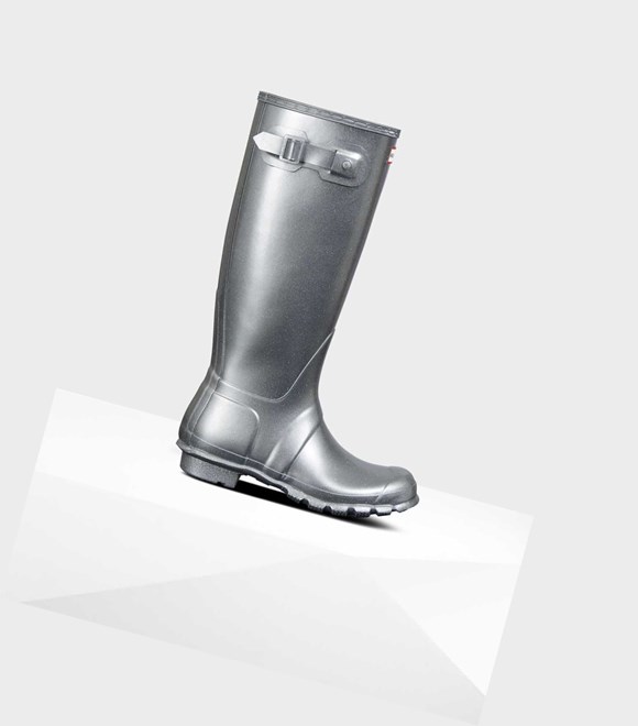 Bottes Hautes Hunter Original Cosmic Glitter Wellington Femme Argent | 24637DYPM