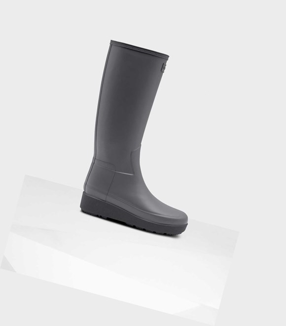 Bottes Hautes Hunter Refined Slim Fit Creeper Wellington Femme Grise | 03168ZQBC