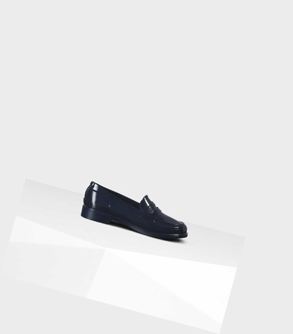 Loafers Hunter Original Gloss Penny Femme Bleu Marine | 70634UTVO